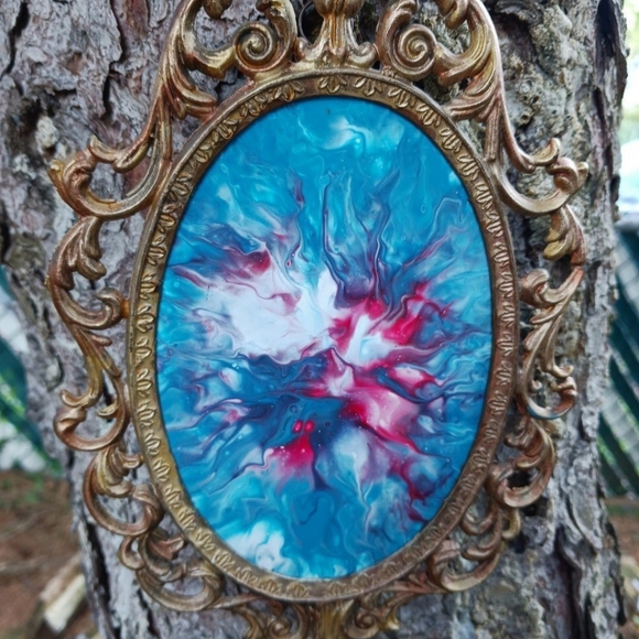 "Ghostly Reflections" Vintage Italy Ornate Frame Pour Painted - Picture 4 of 8